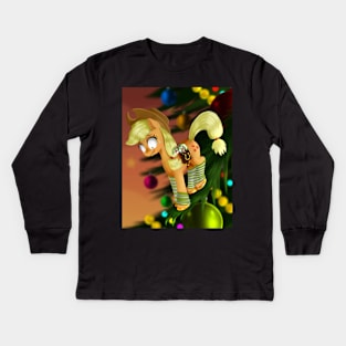 Tiny Applejack at Christmas Kids Long Sleeve T-Shirt